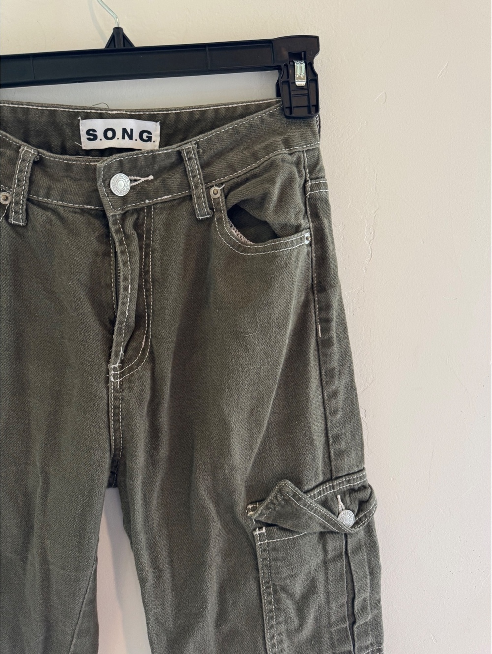 S.O.N.G. Vintage Y2K Olive Green Cargo Jeans Size 00/23